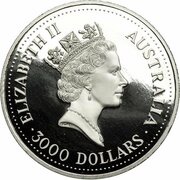 3000 Dollars - Elizabeth II 3rd Portrait - Koala - Platinum obverse image