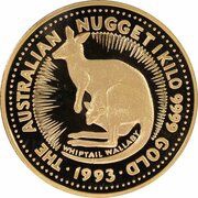 3000 Dollars - Elizabeth II 3rd Portrait - Australian Nugget - Gold Bullion Coin, Australia, 1993 reverse image