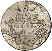 8 Gute Groschen - Frederick II, Germany, 1754 reverse image