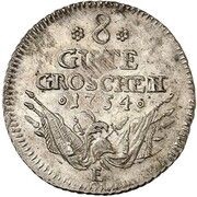 8 Gute Groschen - Frederick II, Germany, 1754 reverse image