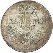 8 Gute Groschen - Frederick II Seven Years' War, Germany, 1759 reverse image