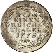 ⅓ Thaler - Frederick II, Germany, 1774-1786 reverse image