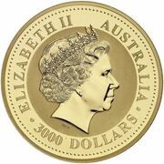 3000 Dollars - Elizabeth II 4th Portrait - Year of the Dragon - Gold Bullion Coin obverse image