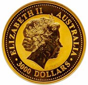 3000 Dollars - Elizabeth II 4th Portrait - Year of the Snake - Gold Bullion Coin obverse image