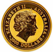3000 Dollars - Elizabeth II 4th Portrait - Year of the Horse - Gold Bullion Coin obverse image