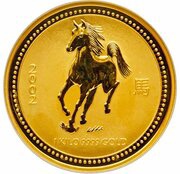 3000 Dollars - Elizabeth II 4th Portrait - Year of the Horse - Gold Bullion Coin, Australia, 2002 reverse image