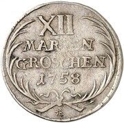 12 Mariengroschen - Frederick II Seven Years' War, Germany, 1758 reverse image