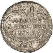 12 Mariengroschen - Frederick II Seven Years' War, Germany, 1758 reverse image