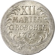 12 Mariengroschen - Frederick II Seven Years' War, Germany, 1758 reverse image