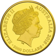 3000 Dollars - Elizabeth II 4th Portrait - 2016 Australian Olympic Team - Gold Proof obverse image