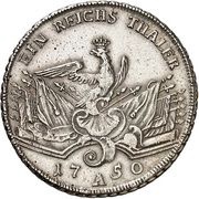 1 Reichsthaler - Frederick II Type 1 - armored bust, Germany, 1750-1752 reverse image