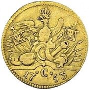 ½ Friedrich d'Or - Frederick II, Germany, 1753 reverse image
