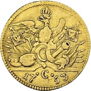 ½ Friedrich d'or - Frederick II, Germany, 1753 reverse image