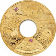 9000 Dollars - Elizabeth II 4th Portrait - Discovery - Gold Bullion Coin, Australia, 2018 reverse image