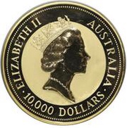 10 000 Dollars - Elizabeth II 3rd Portrait - Australian Nugget - Gold Bullion Coin obverse image