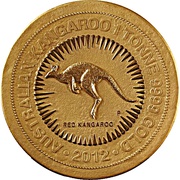 1 000 000 Dollars - Elizabeth II 4th Portrait - Kangaroo - Gold Bullion Coinage, Australia, 2012 reverse image