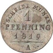1 Pfenning - Frederick William III Pattern, Germany, 1819 reverse image