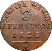 3 Pfenninge - Frederick William III, Germany, 1821-1840 reverse image