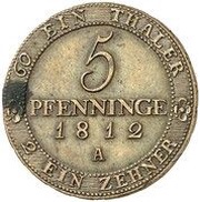 5 Pfennige - Frederick William III, Germany, 1812 reverse image