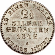 2½ Silbergroschen - Frederick William IV, Germany, 1842-1852 reverse image