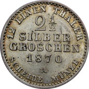 2½ Silbergroschen - William I, Germany, 1861-1873 reverse image