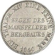 1 Thaler - Frederick William III Mining Thaler, Germany, 1829-1840 reverse image