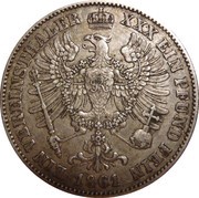 1 Vereinsthaler - William I, Germany, 1861-1863 reverse image