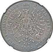 2 Vereinsthaler - William I, Germany, 1861-1863 reverse image