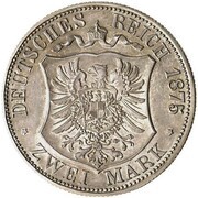 2 Marks - William I Pattern, Germany, 1875 reverse image