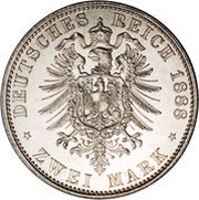 2 Marks - Frederick III, Germany, 1888 reverse image