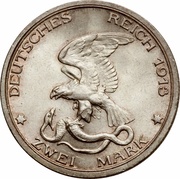 2 Marks - William II Declaration of war against Napoleon, Germany, 1913 reverse image