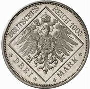 3 Mark - William II Pattern, Germany, 1905 reverse image