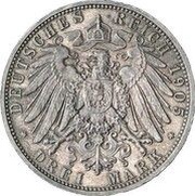 3 Mark - William II Pattern, Germany, 1905 reverse image