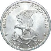 3 Mark - William II Declaration of war against Napoleon obverse image