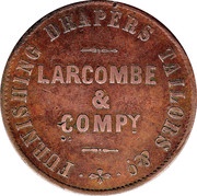 1 Penny - Larcombe and Compy. Brisbane; New South Wales, Australia, 1858 reverse image