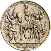 3 Mark - William II Declaration of war of Prussia against Napoleon - Copper pattern strike, Germany, 1913 reverse image