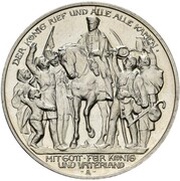 3 Mark - William II Declaration of war of Prussia against Napoleon - Pattern, Germany, 1913 reverse image