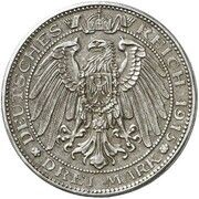3 Mark - William II Passing of Mansfeld - Iron pattern strike, Germany, 1915 reverse image