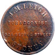 1 Penny - J.M. Leigh Sydney; New South Wales, Australia, 1862 reverse image