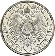 5 Mark - William II Pattern, Germany, 1904 reverse image