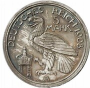 5 Mark - William II Pattern, Germany, 1908 reverse image