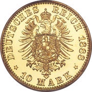 10 Mark - William I, Germany, 1874-1888 reverse image