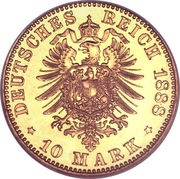 10 Mark - Frederick III, Germany, 1888 reverse image