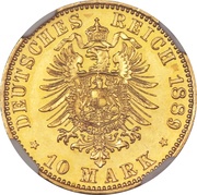10 Mark - William II, Germany, 1889 reverse image