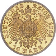 10 Mark - William II, Germany, 1890-1912 reverse image
