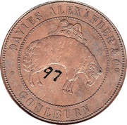 1 Penny - Davies Alexander and Co Goulburn; New South Wales, Australia, 1865 reverse image