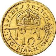 10 Mark - William II Pattern, Germany, 1913 reverse image