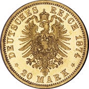20 Mark - William I, Germany, 1874-1888 reverse image