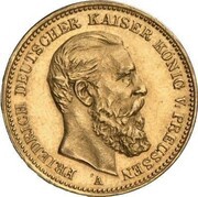 20 Mark - William I and Frederick III Pattern, Germany, 1888 reverse image