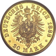 20 Mark - William II, Germany, 1888-1889 reverse image